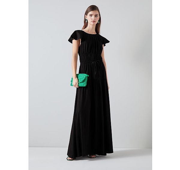 l.k. bennett Carla Black Maxi Dress with Cotton and LENZING™ ECOVERO™ viscose