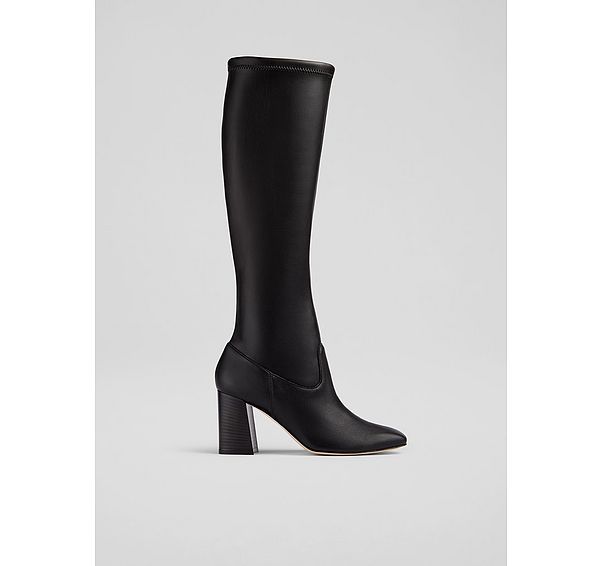 l.k. bennett Carter Black High Block Stretch Knee Boot