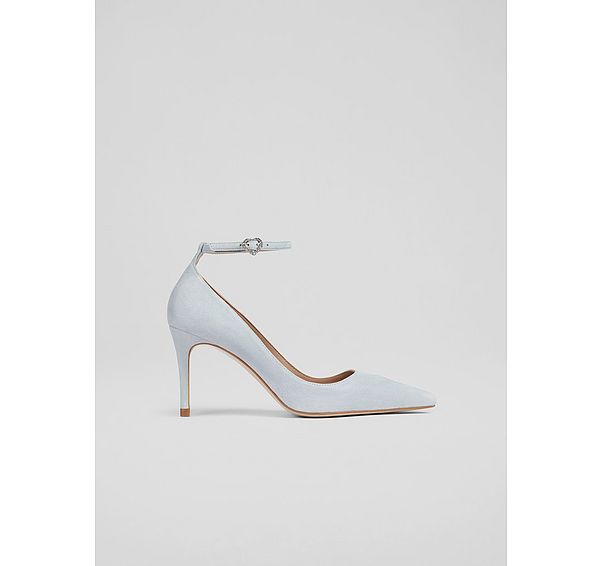 l.k. bennett Catelyn Aqua Suede Leather Ankle Strap Closed Courts