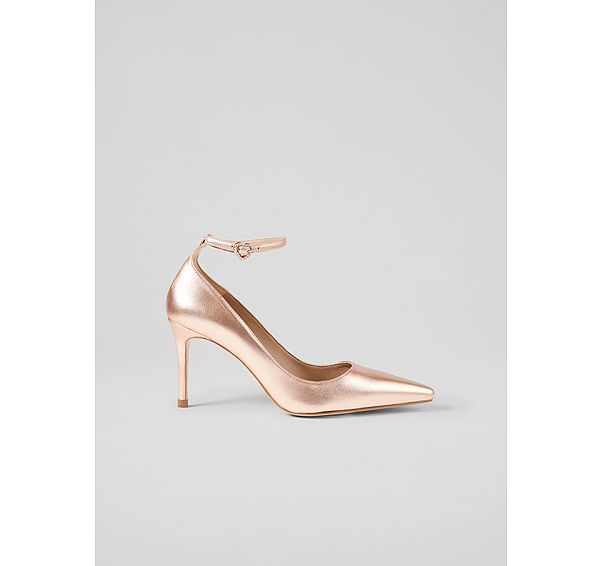 l.k. bennett Catelyn Copper Leather Ankle Strap Closed Courts