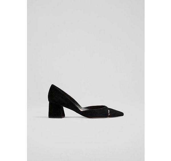 l.k. bennett Cecile Black Suede Cut Out Block Heel Court
