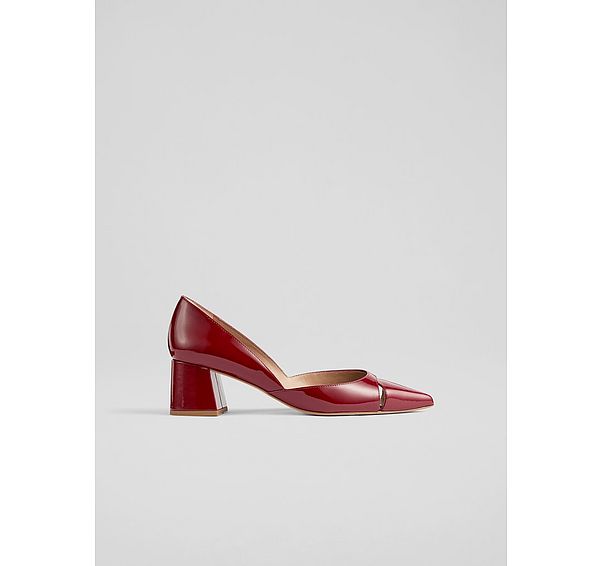 l.k. bennett Cecile Red Patent Cut Out Block Heel Court