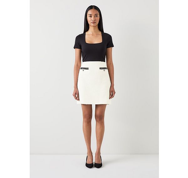 L.k. Bennett Charlie Black Tweed Recycled Cotton Trim Skirt