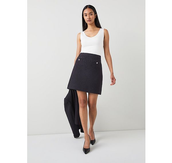 l.k. bennett Charlie Black Tweed Recycled Cotton Trim Skirt