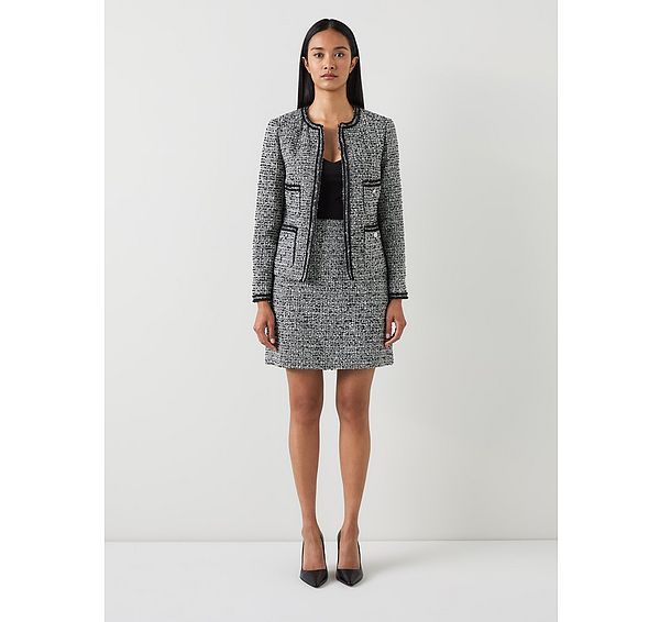 L.k. Bennett Charlie Cream Recycled Cotton Tweed Trim Jacket