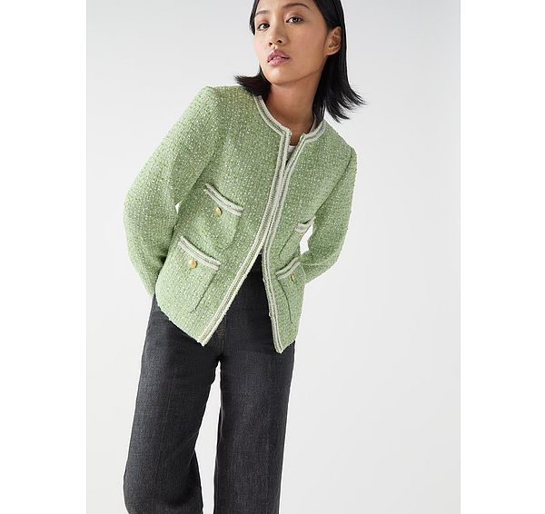 l.k. bennett Charlie Petite Green & Birch Tweed And Trim Jacket