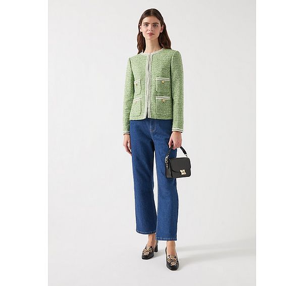 l.k. bennett Charlie Treetop Green & Birch Tweed And Trim Jacket