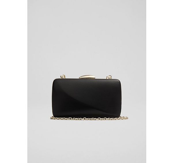 l.k. bennett Charlotte Black Nappa Leather Box Clutch Bag