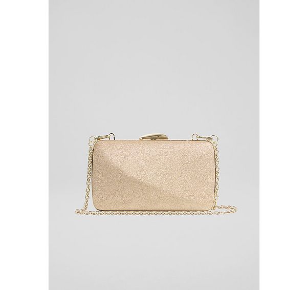 l.k. bennett Charlotte Champagne Glitter Oloid Box Clutch Bag