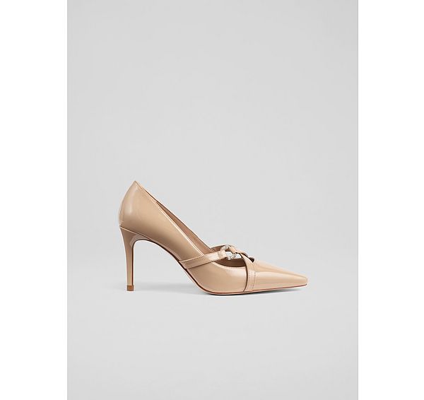 l.k. bennett Christie Neutral Crossover Strap Courts