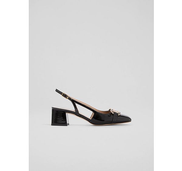 l.k. bennett Cicely Black Patent Buckle Slingback Heels