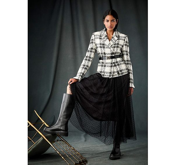 l.k. bennett Clarisse Black And Birch Double Breasted Jacket