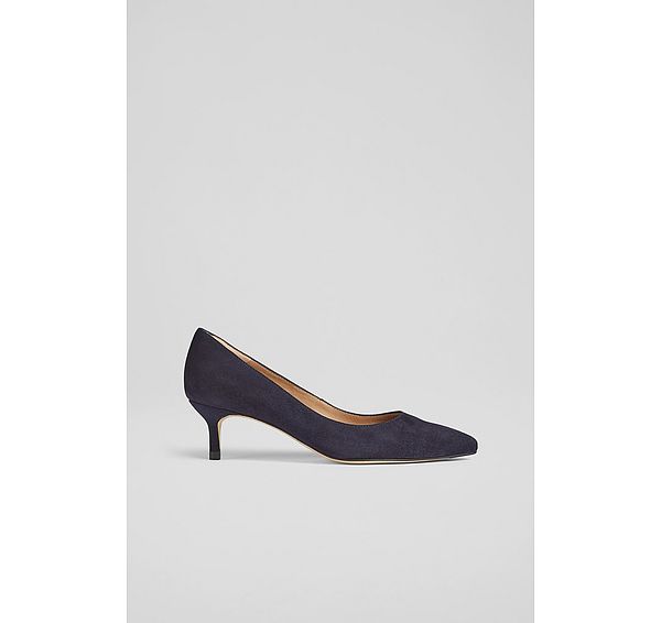 l.k. bennett Classic Audrey Navy Suede Kitten Heel Courts