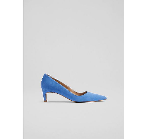 l.k. bennett Classic Ava Blue Suede Kitten Heel Courts