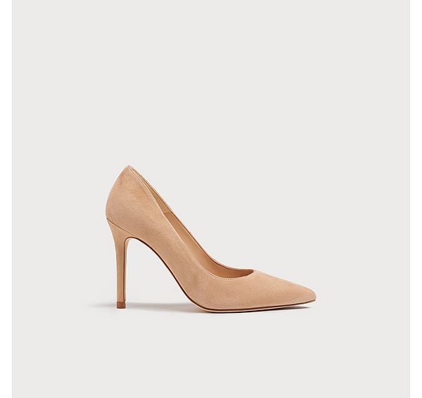 l.k. bennett Classic Fern Beige Suede Pointed Toe Courts