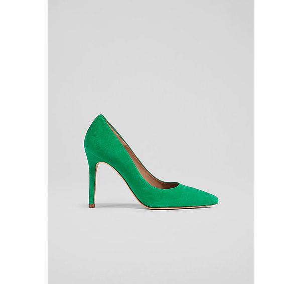 l.k. bennett Classic Fern Green Suede Pointed Toe Courts