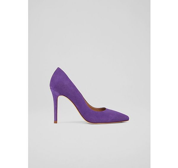 l.k. bennett Classic Fern Plum Suede Pointed Toe Courts