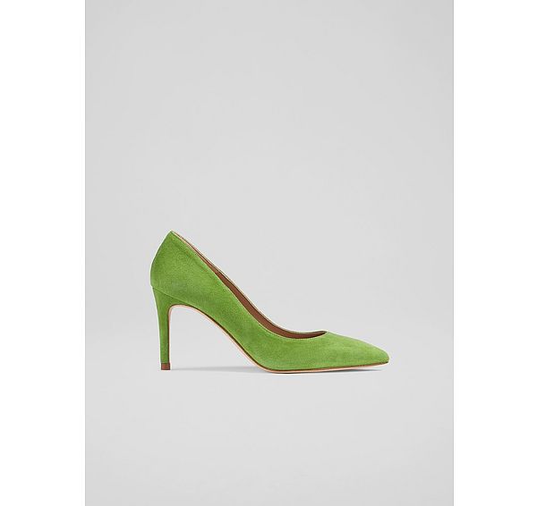 l.k. bennett Classic Floret Apple Green Suede Pointed Toe Courts