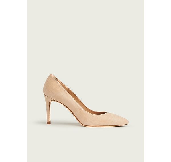 l.k. bennett Classic Floret Beige Suede Pointed Toe Courts