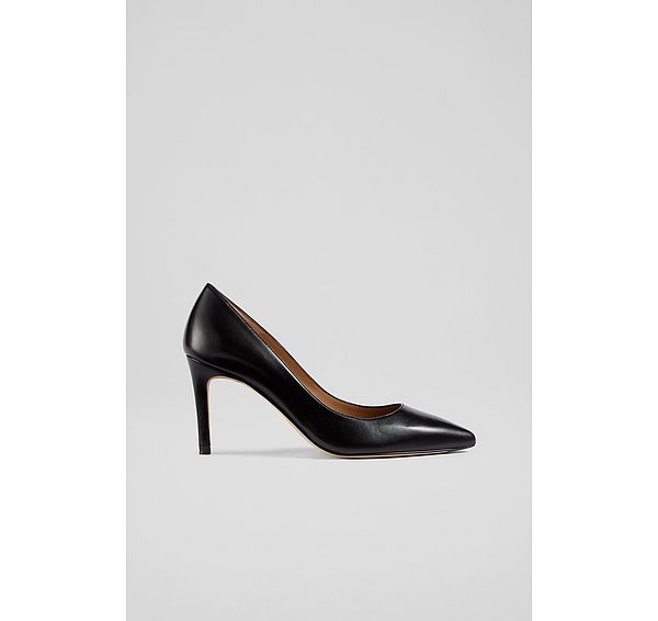 l.k. bennett Classic Floret Black Nappa Leather Pointed Toe Courts
