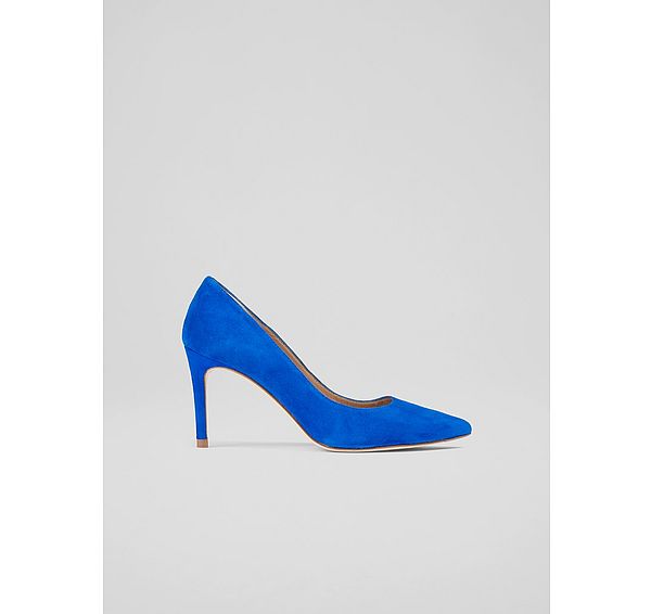 l.k. bennett Classic Floret Blue Suede Pointed Toe Courts