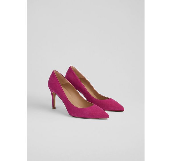 L.k. Bennett Classic Floret Bright Burgundy Suede Pointed Toe Courts