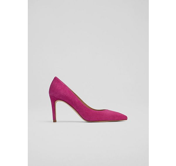 l.k. bennett Classic Floret Bright Burgundy Suede Pointed Toe Courts