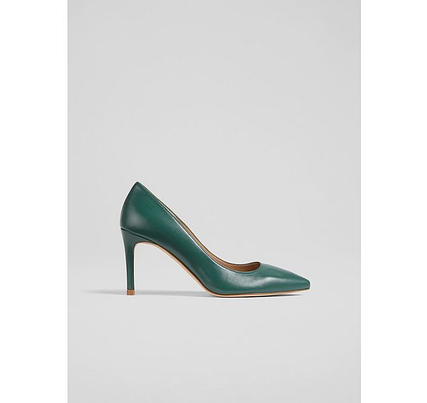 l.k. bennett Classic Floret Dark Green Leather Heel Courts