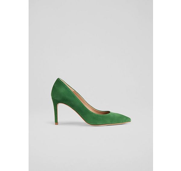 l.k. bennett Classic Floret Green Suede Stiletto Court Heels