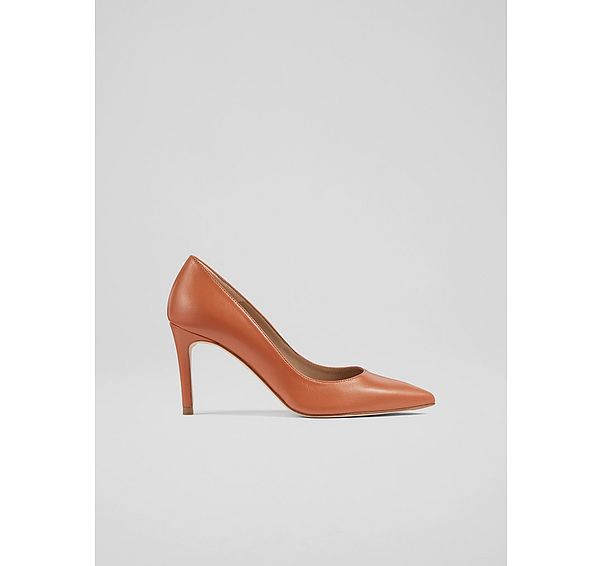 l.k. bennett Classic Floret Orange Leather Pointed Toe Courts