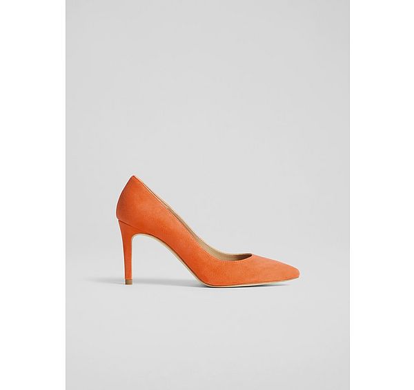 l.k. bennett Classic Floret Orange Suede Pointed Toe Courts