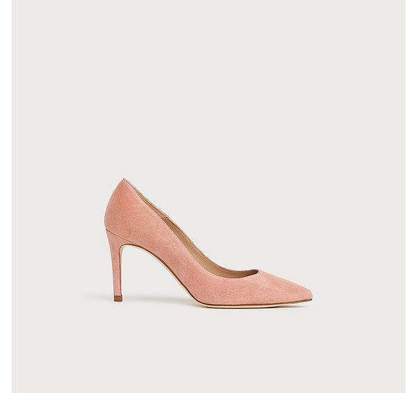 l.k. bennett Classic Floret Pink Clay Suede Pointed Toe Courts