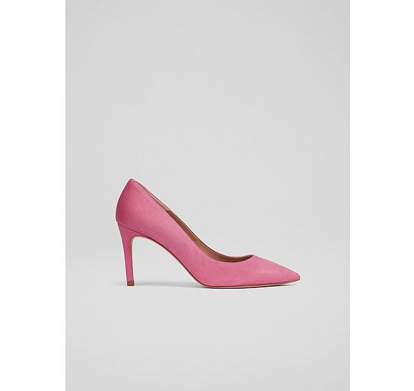 l.k. bennett Classic Floret Pink Suede Pointed Toe Courts