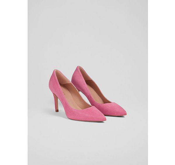 L.k. Bennett Classic Floret Pink Suede Pointed Toe Courts