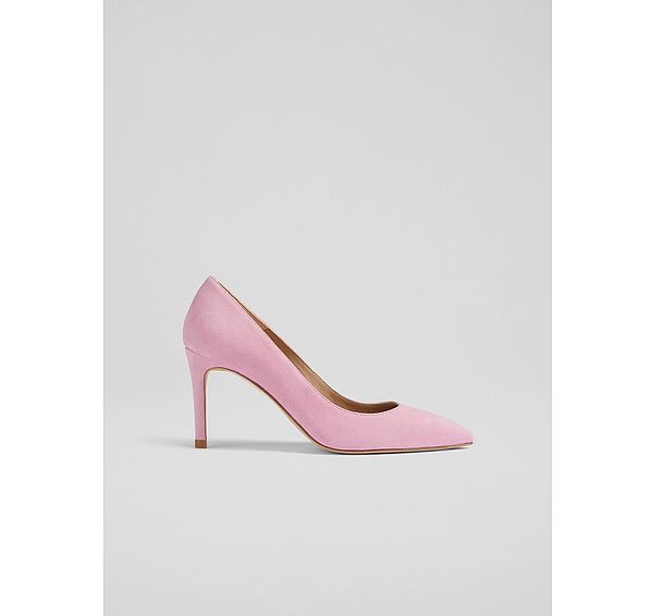 l.k. bennett Classic Floret Pink Suede Pointed Toe Courts