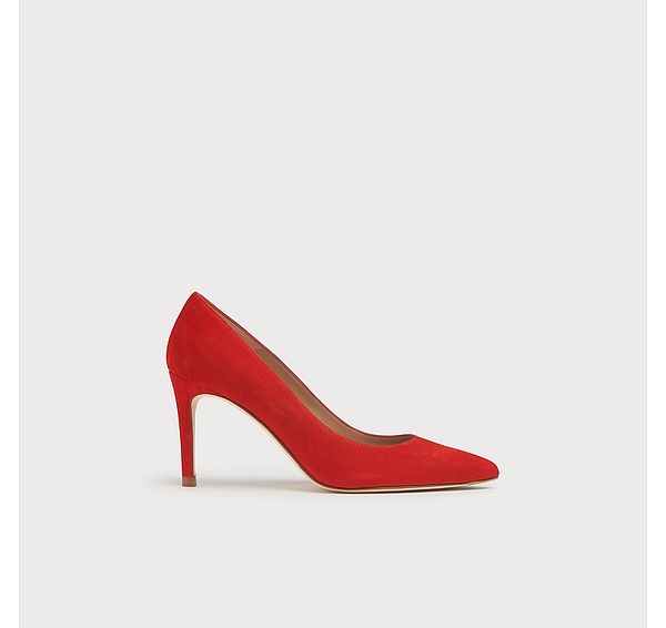 l.k. bennett Classic Floret Scarlet Red Suede Pointed Toe Courts