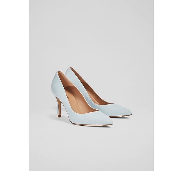 L.k. Bennett Classic Floret Sea Green Suede Pointed Toe Courts