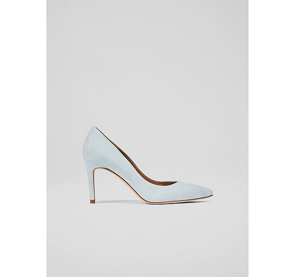 l.k. bennett Classic Floret Sea Green Suede Pointed Toe Courts