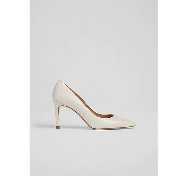 L.k. Bennett Classic Floret White Leather Pointed Toe Courts