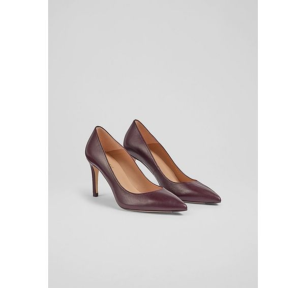 L.k. Bennett Classic Floret Wine Leather Pointed Toe Courts