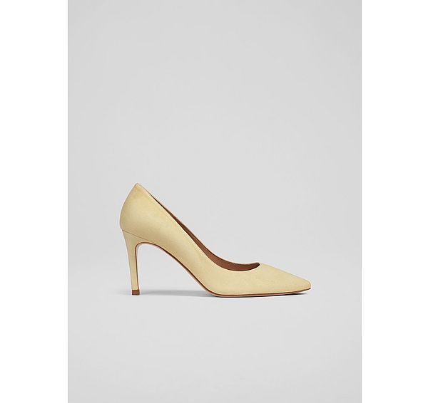 l.k. bennett Classic Floret Yellow Suede Pointed Toe Courts