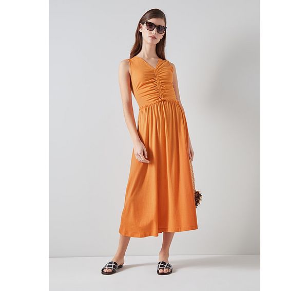 l.k. bennett Claud Orange Dress with Cotton and LENZING™ ECOVERO™ viscose