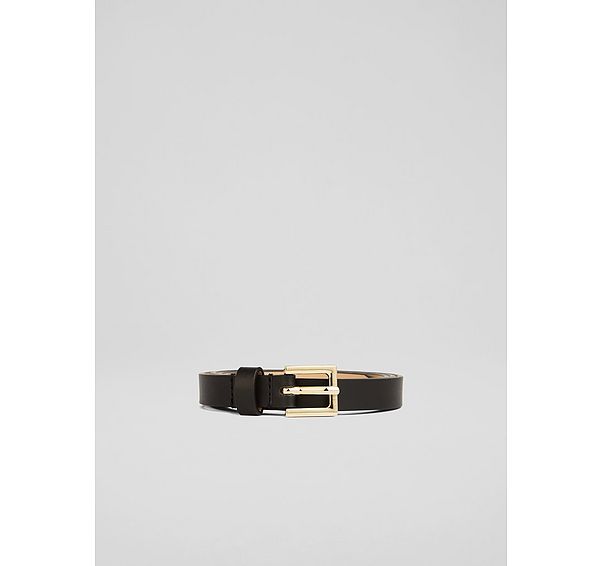l.k. bennett Clover Black Leather Square Buckle Belt