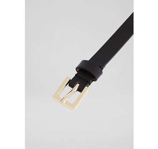 L.k. Bennett Clover Brown Leather Square Buckle Belt