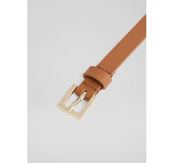 L.k. Bennett Clover Brown Leather Square Buckle Belt