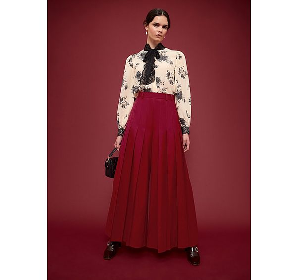 l.k. bennett Colette Rio Red Pleated Design Maxi Trouser