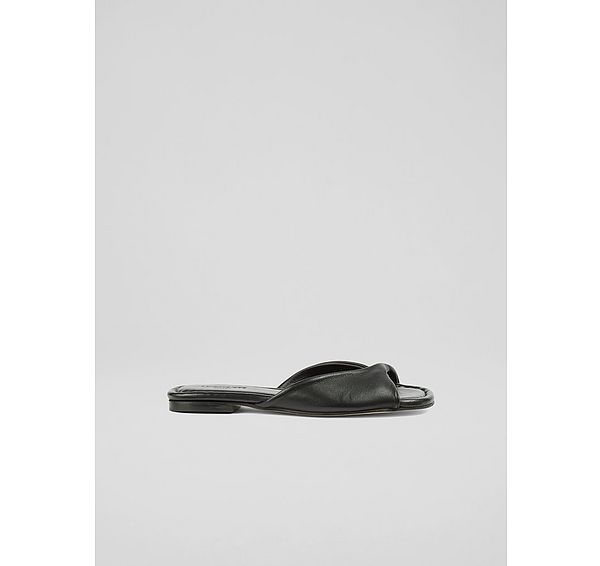 l.k. bennett Cora Black Nappa Leather Twist Front Sandals