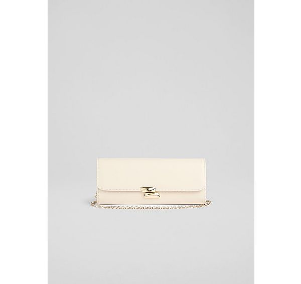 l.k. bennett Daisy Neutral Nappa Leather Long Clasp Clutch Bag