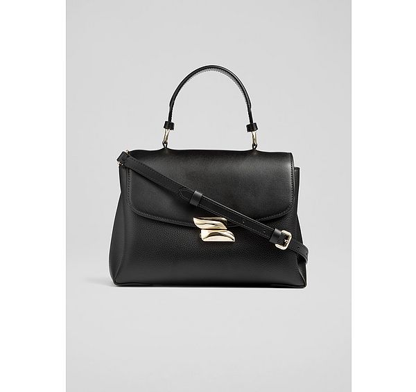 l.k. bennett Darcie Black Leather Top Handle Crossbody bag