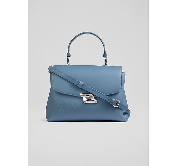 l.k. bennett Darcie Blue Leather Top Handle Crossbody Bag
